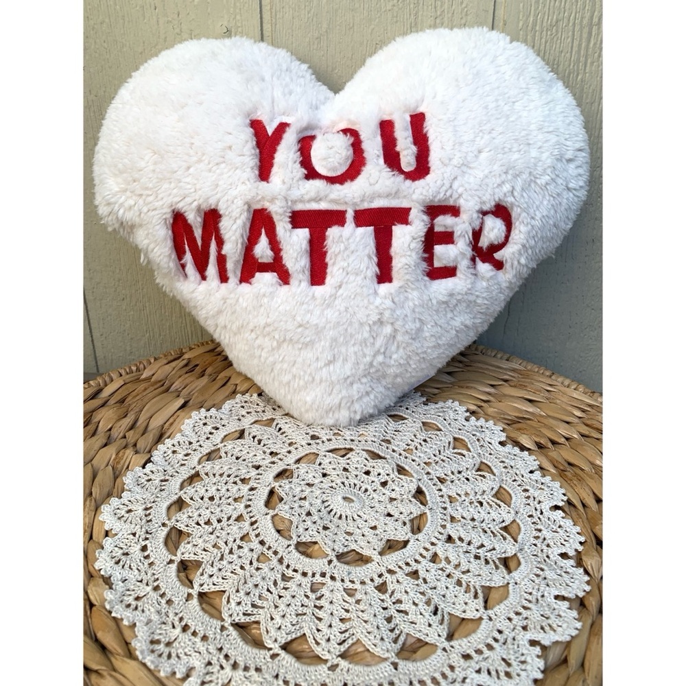 Cupcakes and Cashmere Sherpa Heart You Matter Pillow